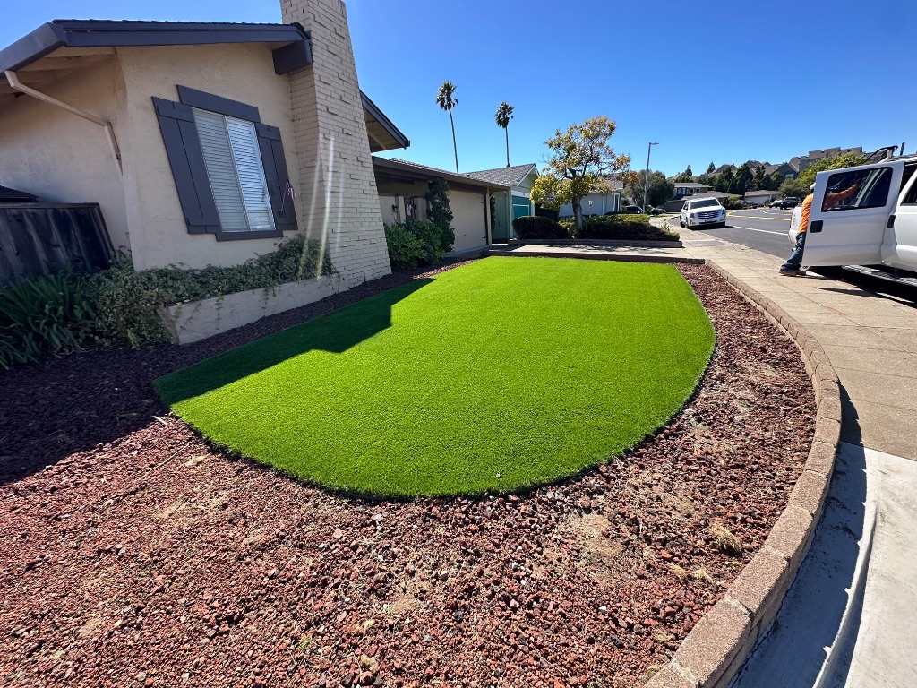 Synthetic turf front yard installation in San Jose CA — Deluxe Building Services